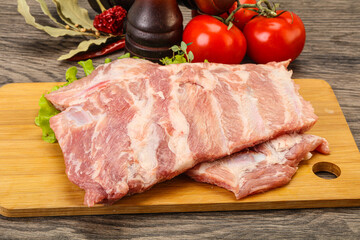 Raw pork ribs for cooking