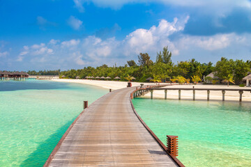 Fototapeta premium Water Villas (Bungalows) in the Maldives