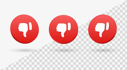 3d dislike icon thumbs down social sign in modern glossy speech bubble for social media notification icons - feedback rating buttons 3d social network reactions
