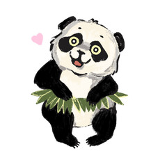 Panda bear on white isolated background. Vector illustration