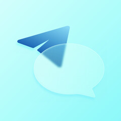 Message icon. Dialog box in glass morphism style. Vector.