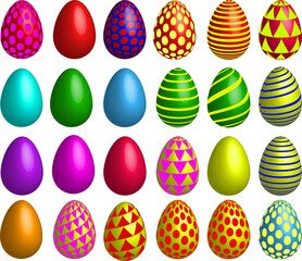 3D colorful easter eggs set