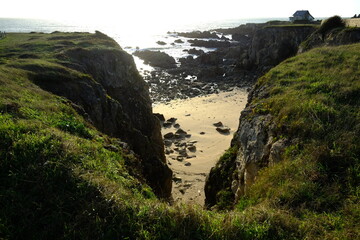 The wild coast at le Pouliguen on the Atlantic shore. France, November 2021.