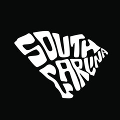 South Carolina map typography. South Carolina state map typography. South Carolina lettering.
