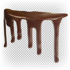 Vector drip of liquid chocolate. Ganache, sauce, cream on the edge of a cake or dessert. Realistic 3d illustration isolated on white background.