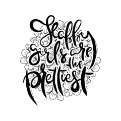 Hand lettering grunge card with flower background. Handcrafted doodle letters in retro style. Hand-drawn vintage typography