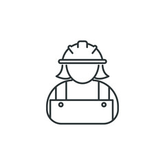 Vector sign of the Construction worker symbol is isolated on a white background. Construction worker icon color editable.