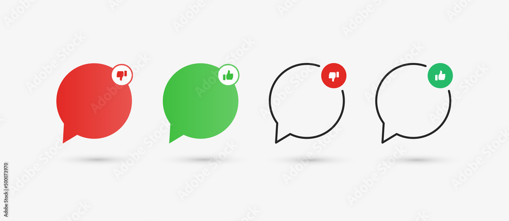 Aufkleber dos and donts icons with speech bubble - thumbs up or thumb down. like or dislike bubbles banner - d