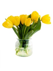 pretty multicolor tulips posy at spring close up