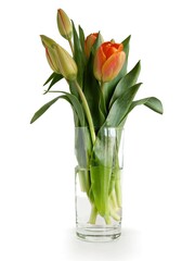 pretty multicolor tulips posy at spring close up