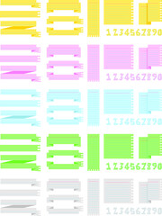 a set of colorful sticky note ribbons with numbers