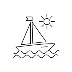 Tourism Summer Symbol Black Background Insulated Web and Application Black Thin Line Set Symbols. Vector illustration