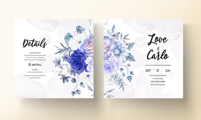 vintage wedding invitation card with beautiful watercolor floral