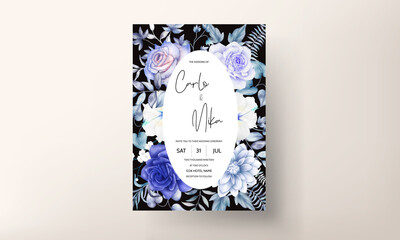 vintage wedding invitation card with beautiful watercolor floral