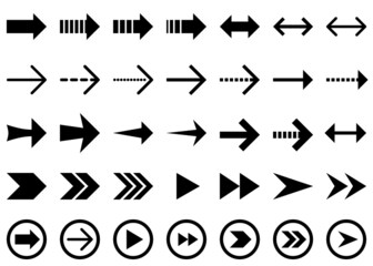 シンプルな矢印アイコンのセット（黒）