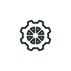 Vector sign of the gear symbol is isolated on a white background. gear icon color editable.