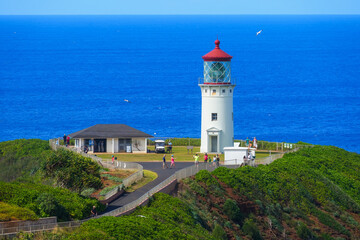 Fototapeta na wymiar Kilauea Lighthouse on the North Shore of Kauai island, the Garden Isle of Hawaii, United States