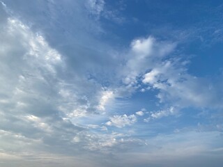 Copy space on the beautiful blue sky over the sea.  Fresh air.  Good weather.