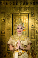 Obraz premium Khon, Is a classical Thai dance in mask. Except for this characters who weren't wearing masks.