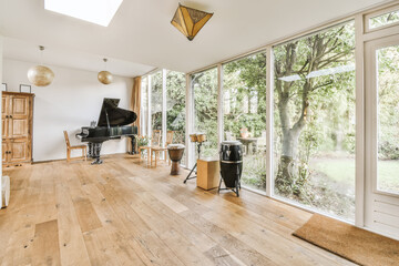 Piano in light living room