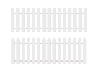 Picket fence, wooden textured, rounded edges. Vector stock illustration.