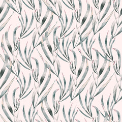 Seamless summer pattern with watercolor flowers handmade.