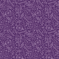 Seamless pattern with hand drawn sweets. Grunge doodle pattern. Vector illustration.