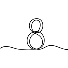 8, eight, figure eight, digit, number is displayed as one solid line. Mathematical symbol, minimalistic simple arabic numerals icon, logo. vector illustration