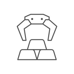 Grab of metal ingot line icon