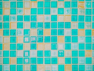 Colorful square tiled wall as background