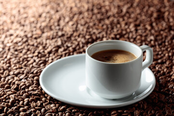 Black coffee in a white cup.