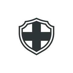 Vector sign of the shield symbol is isolated on a white background. shield icon color editable.