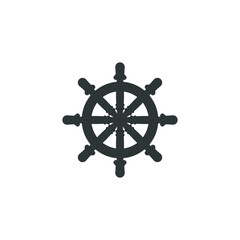 Vector sign of the Ship steering symbol is isolated on a white background. Ship steering icon color editable.
