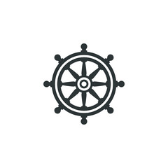 Vector sign of the Ship steering symbol is isolated on a white background. Ship steering icon color editable.