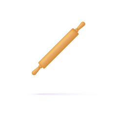 3D rolling pin isolated on white background. Can be used for many purposes.