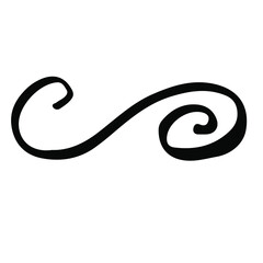 Curly hand drawn line. Sketch vector doodle