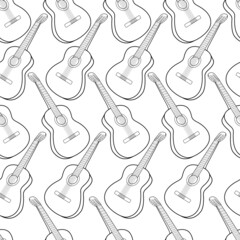 Seampless pattern from guitars. Background from musical instruments. Vector illustration.