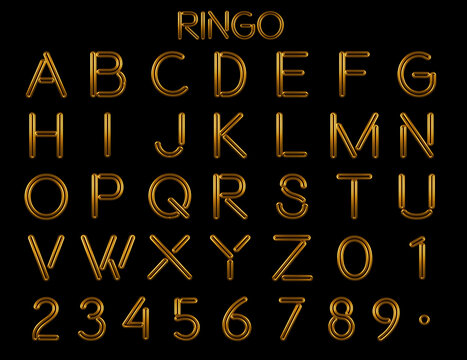 Ringo Gold tube alphabet 3D illustration