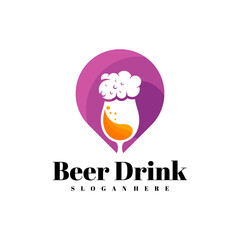 Point with Beer drink logo design vector, Creative Beer drink logo design Template Illustration