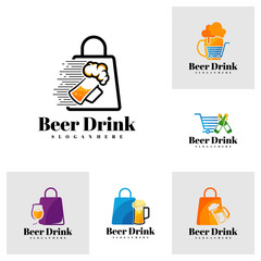 Set of Beer Shop logo design vector, Creative Beer drink logo design Template Illustration