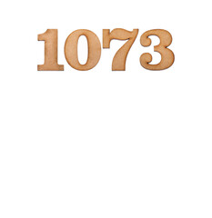 Number 1073 - Piece of wood isolated on white background