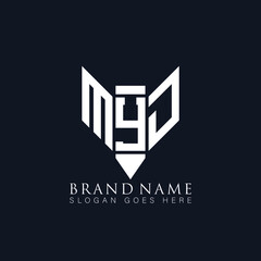 MYD letter logo design on black background.MYD creative monogram initials letter logo concept.
MYD Unique modern flat abstract vector letter logo design. 
 - obrazy, fototapety, plakaty