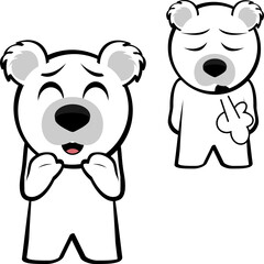 little chibi polar bear kid cartoon expression pack collection in vector format 