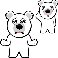 little chibi polar bear kid cartoon expression pack collection in vector format 