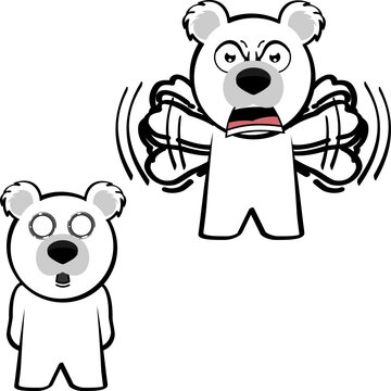 little chibi polar bear kid cartoon expression pack collection in vector format 