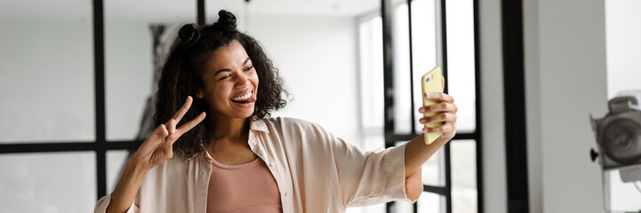 Young happy african american woman