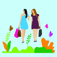 Woman Shopping Flat illustration