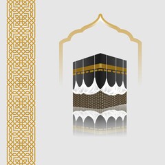 Islamic vector realistic icon illustration of kaaba for hajj or pilgrimage in mecca