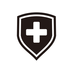 Medical shield with cross vector symbol