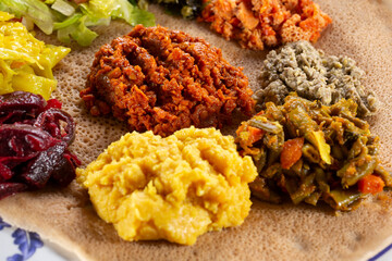 A closeup view of a veggie combination plate.